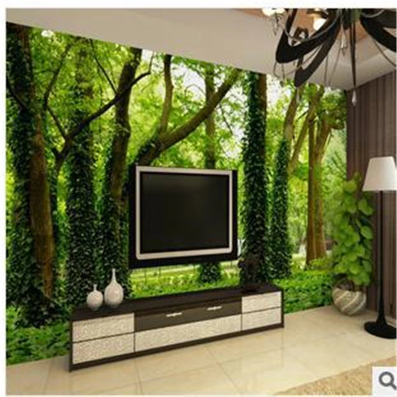 

beibehang Personalized custom 3D stereoscopic large mural of forest trees wallpaper sofa TV restaurant Wallpaper for living room