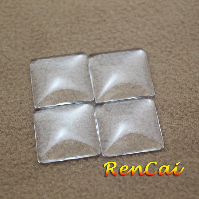 

100pcs 15/20/25/30/35mm Square Flat Back Transparent Clear Glass Cabochon Hot For DIY Charm Pendant Necklace Jewelry Making