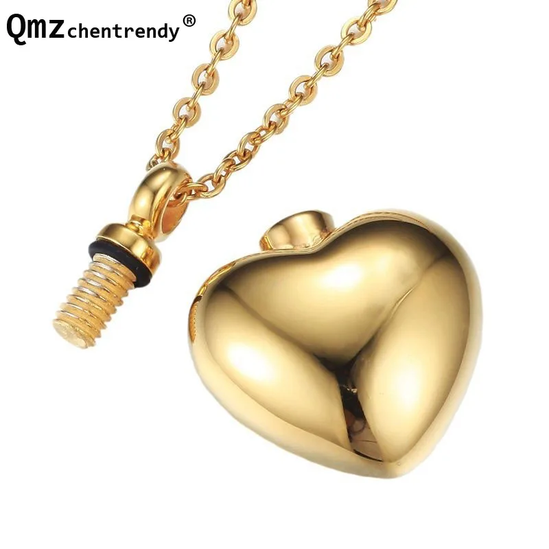 

Lover Golden Stainless Steel Puppy Love Heart Ash Urn Pendant Necklaces Memorial Pets Ash Urns Keepsake Cremation Jewelry
