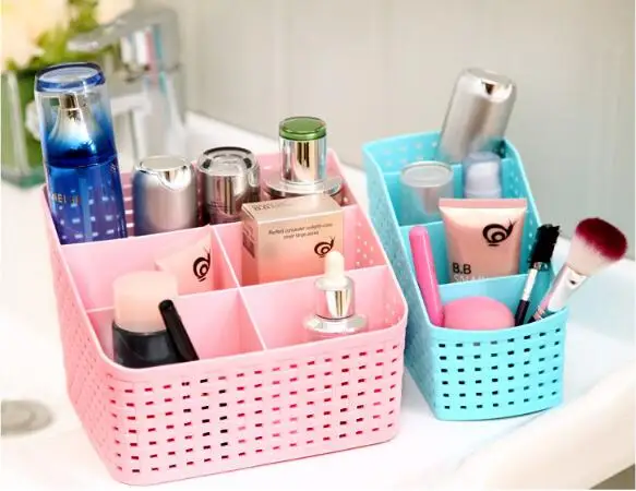 1PC Multi-Purpose Desk Organizer Plastic Desktop Storage Box Case Pen Pencil Holder Plastic Cosmetics Make Up Organizer LF 022