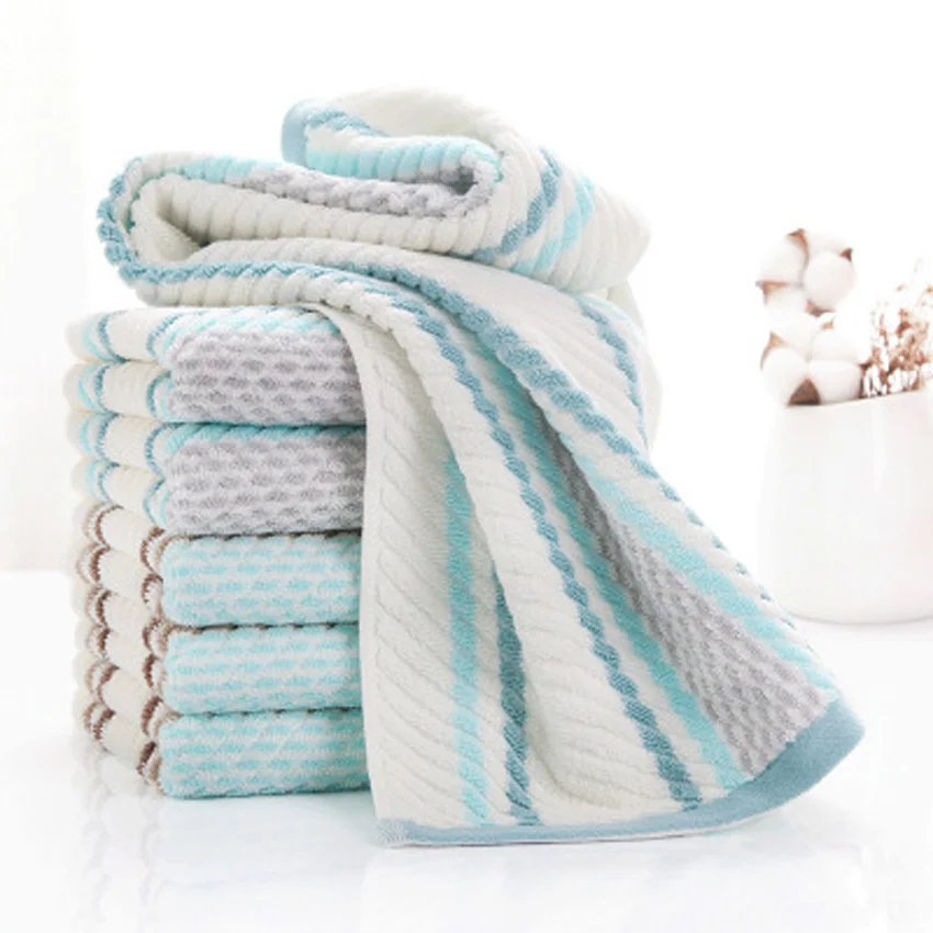 Color Strip Twill Stripe 100% Cotton Spa Seaside Face Towel For Kids Thick Soft Bath Home Beach Hand Not Fade Towel Set handtuch