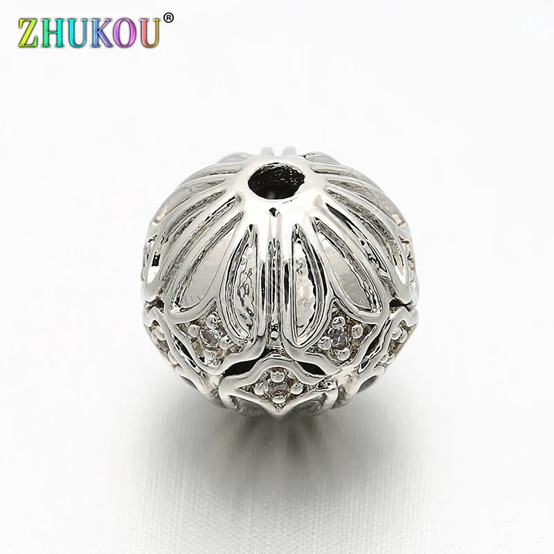 10mm Brass Cubic Zirconia Spacer Bead DIY Jewelry Bracelet Necklace Making, Hole: 1.4mm, Model: VZ35
