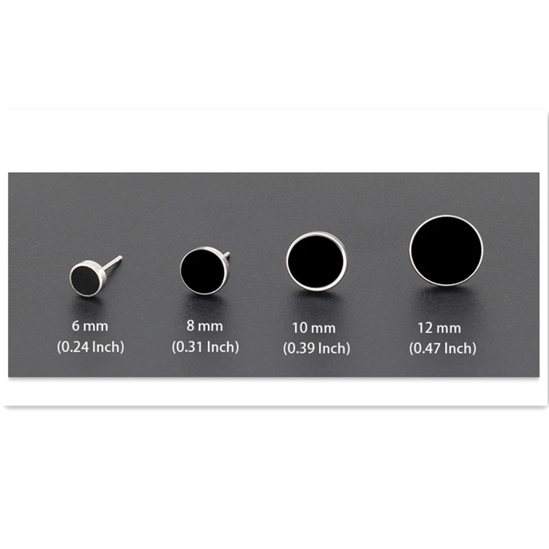 DoreenBeads Titanium Steel Fashion Stud Earrings Round Button Black Center Gift For Men Trendy Accessories,1 Piece 2018