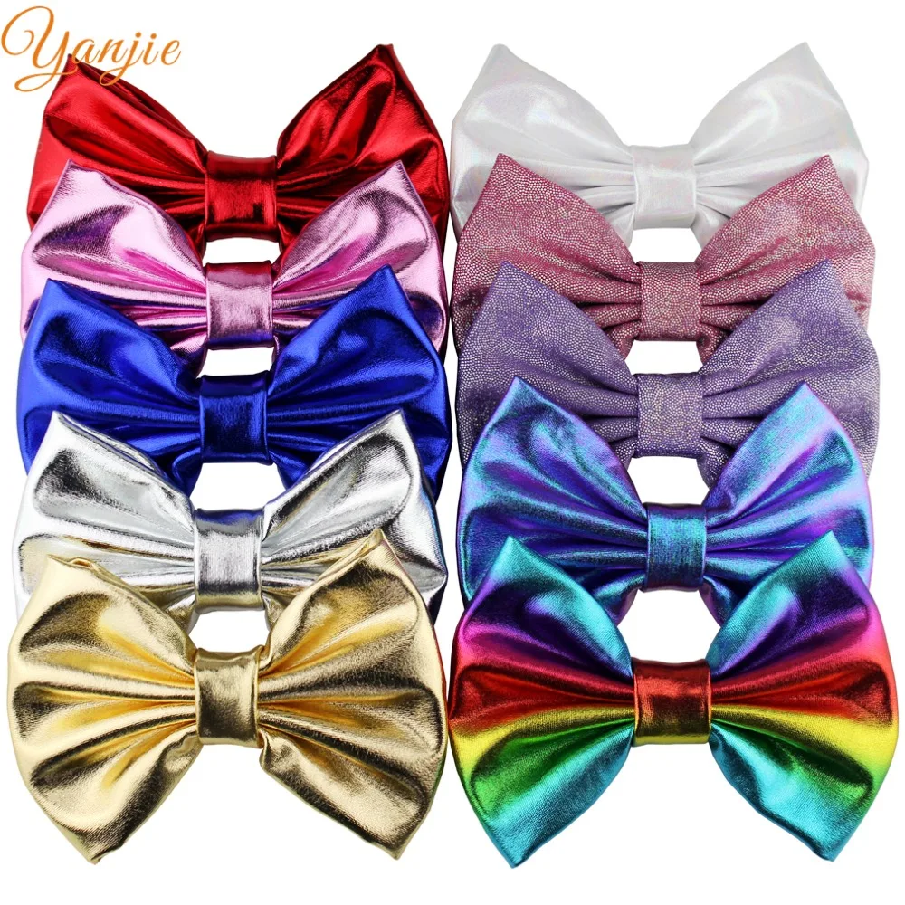 YANJIE 2025 5 "lazos metálicos de moda pasador elegante brillante DIY accesorios para el cabello para niñas sombreros pinzas para el cabello para mujeres
