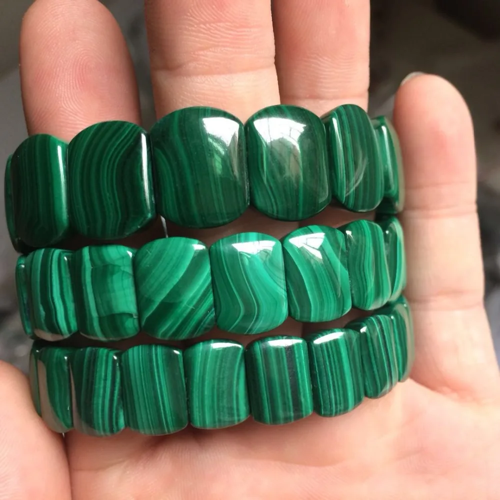 Pietra naturale malachite perline braclet naturale della pietra preziosa del braccialetto gioielli per la donna per il regalo del commercio