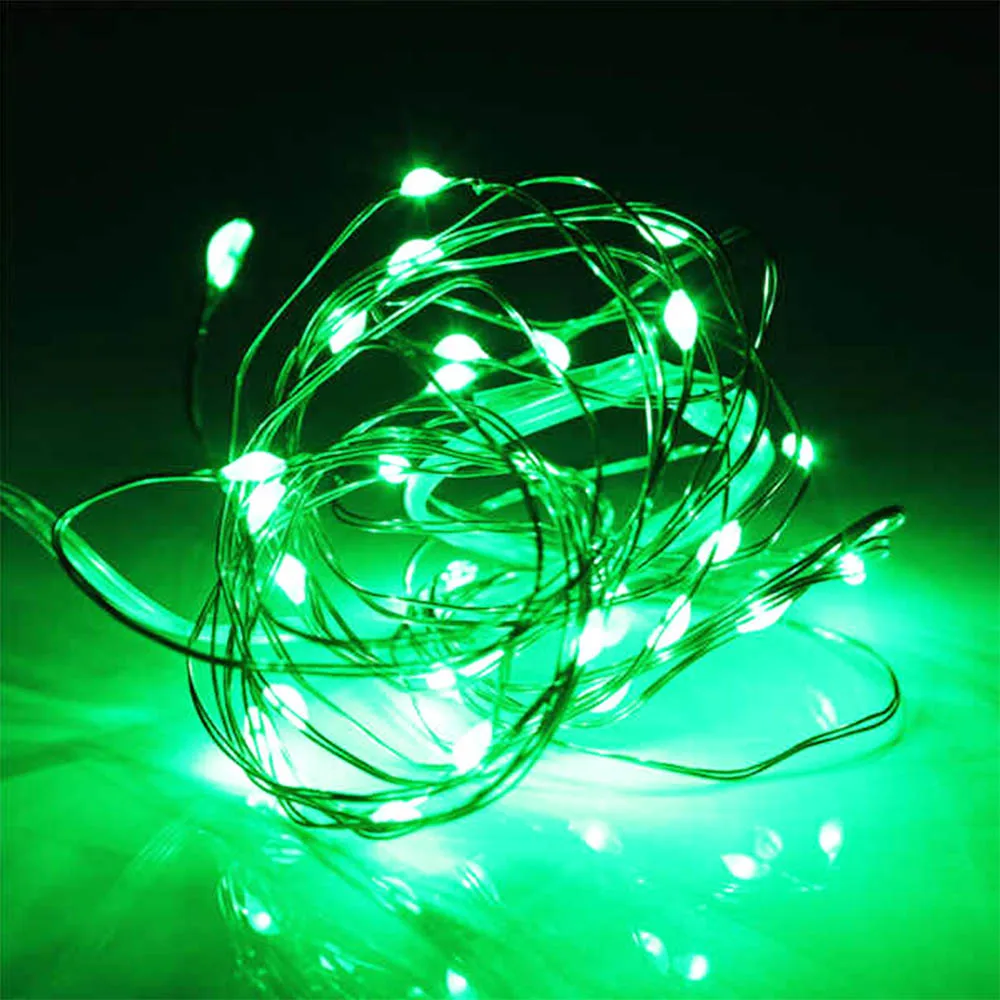 Cadena de luces LED de alambre de cobre con batería, guirnalda de Navidad, fiesta, decoración de boda, luces de hadas de Navidad, 5M, 50 LED