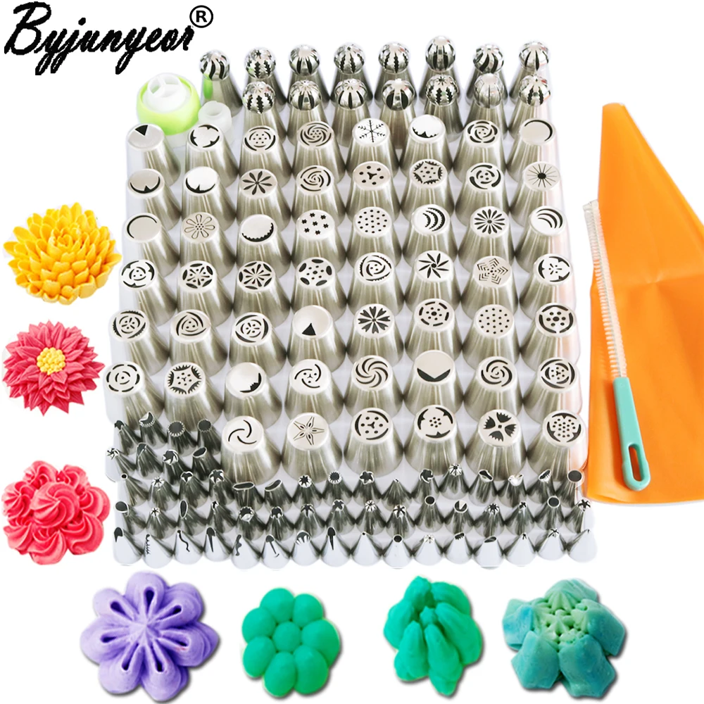 129PCS Stainless Steel Nozzles Pastry Set Icing Piping Nozzle Cake Decorating Tips Wedding Birthday Party Cake Decoration CS002