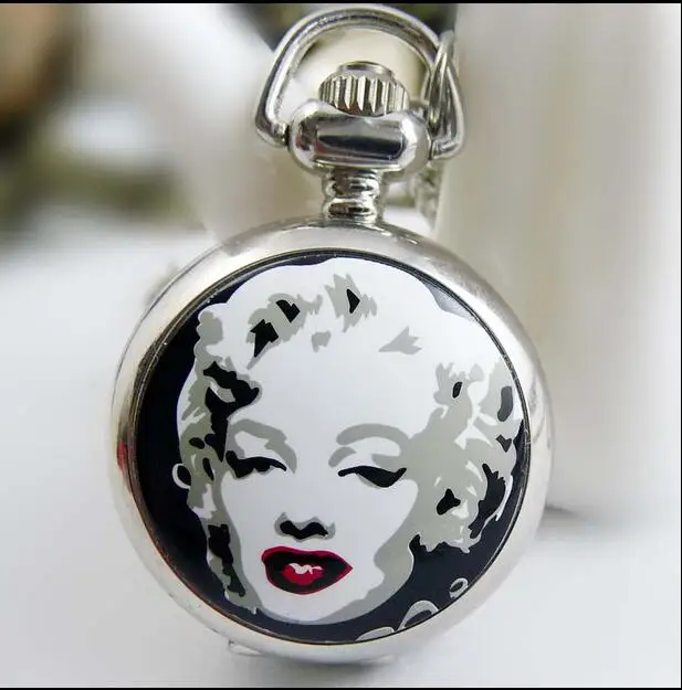 

Free shipping hot sale wholesale ladies mens New Antique Mini Pocket Watch Marilyn Monroe Oomph PO487788