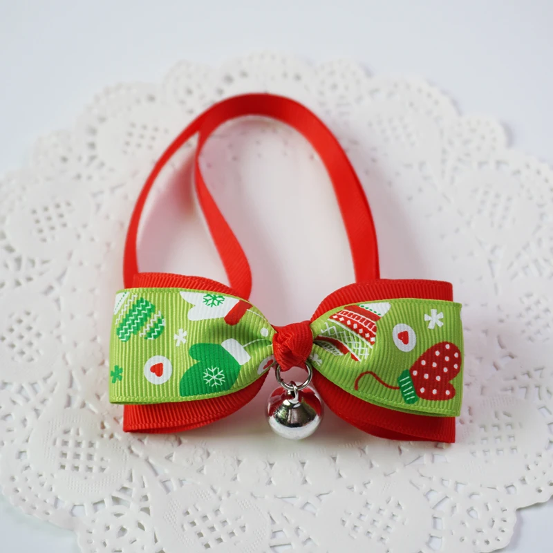 1 Pieces Cute Christmas Pet Supplies Handmade Ribbon Dog Bow Ties 8 Colors Cat Neck Tie Dog Accessories