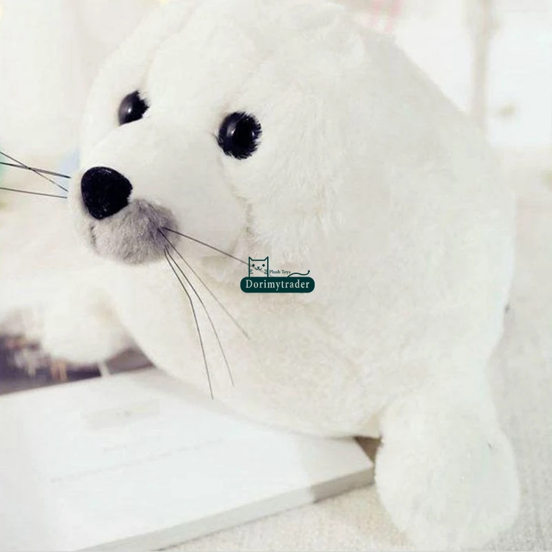 Dorimytrader Lovely Soft Animal White Sea Lion Plush Doll Stuffed Soft Cartoon Sea Seal Toy Pillow Baby Gift Decoration 55cm