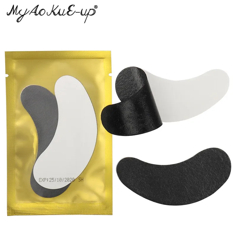 Schwarze Film-Augen-Gel-Patches für Wimpernverlängerungswerkzeuge, Perle, 50 Paar Augenspitzen, Aufkleber, Wraps, Make-up-Werkzeug unter den Augenpads – Detail 6