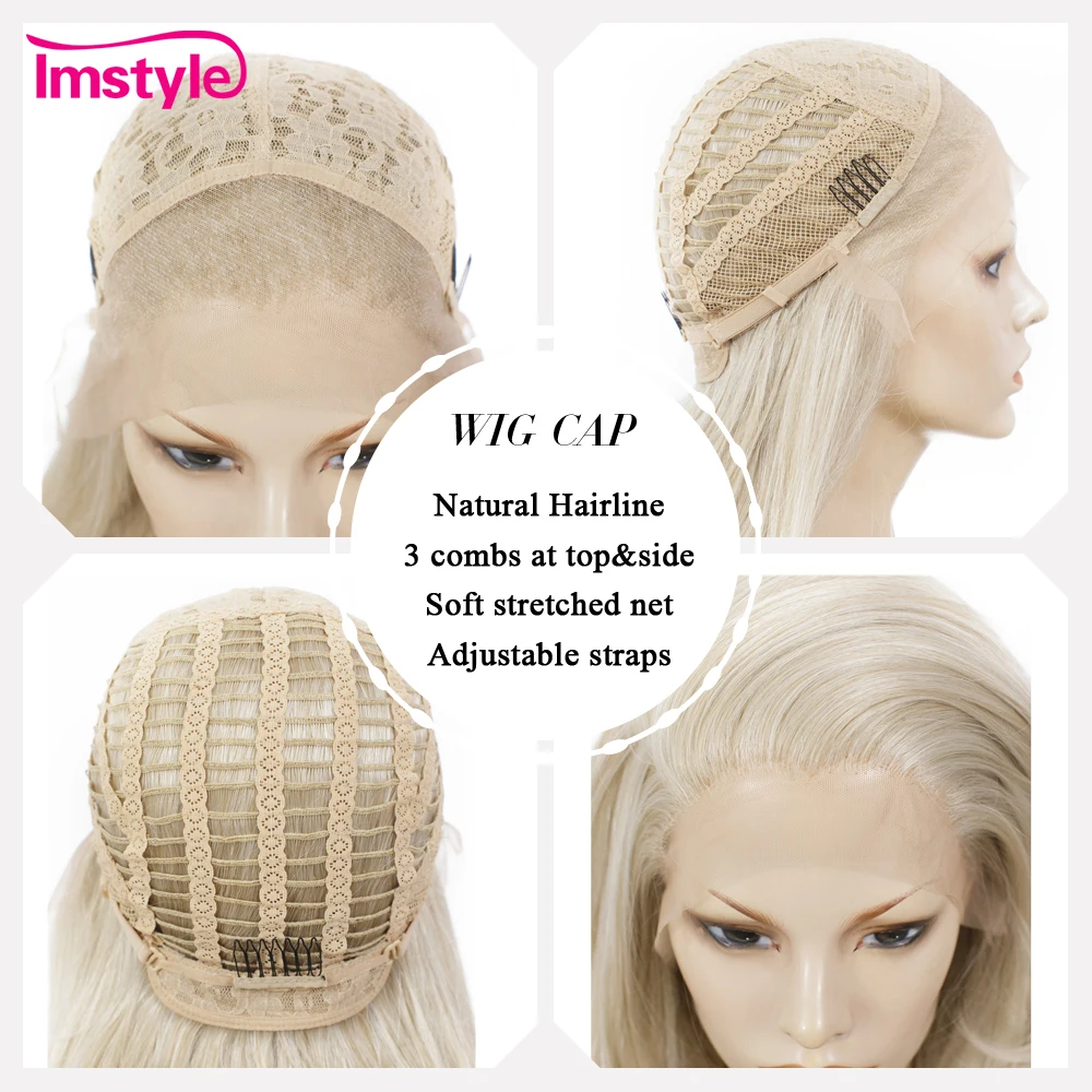 Imstyle asch blonde synthetische Spitze Front Perücke langes Haar gewellte Perücken für Frauen Hoch temperatur faser Cosplay Spitze Front Perücke