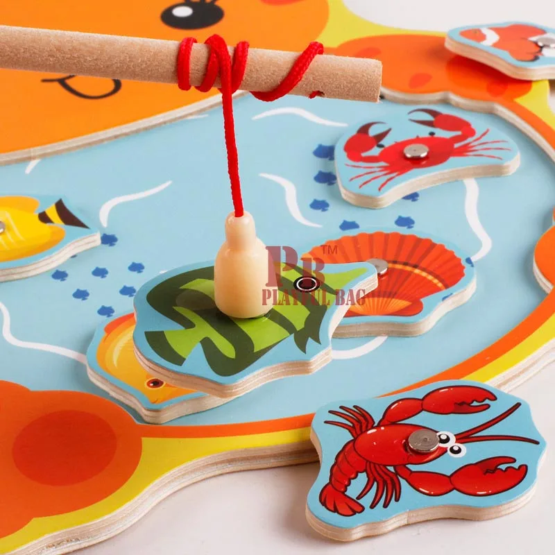 Frog cat fishing QZF01 children fishing toys magnetic puzzle fishing pool rod baby 3 years old parent-child interactive game