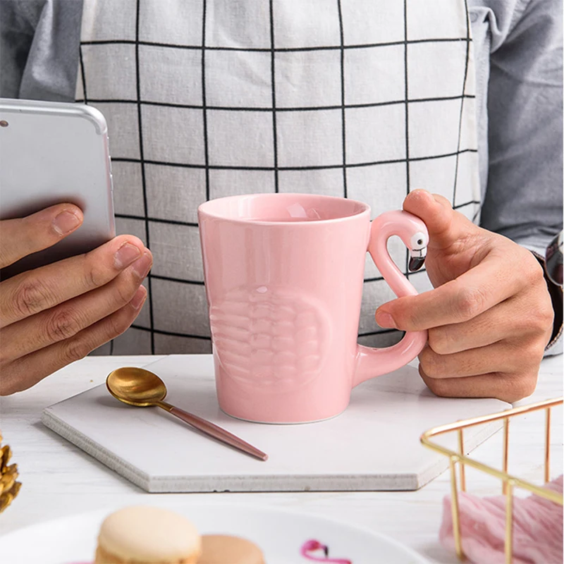 Creative Pink Flamingo Mug Coffee Cup Travel Coffee Mug Ceramic Cups For Coffee Tea Cups And Mugs Pink Flamingo Cup