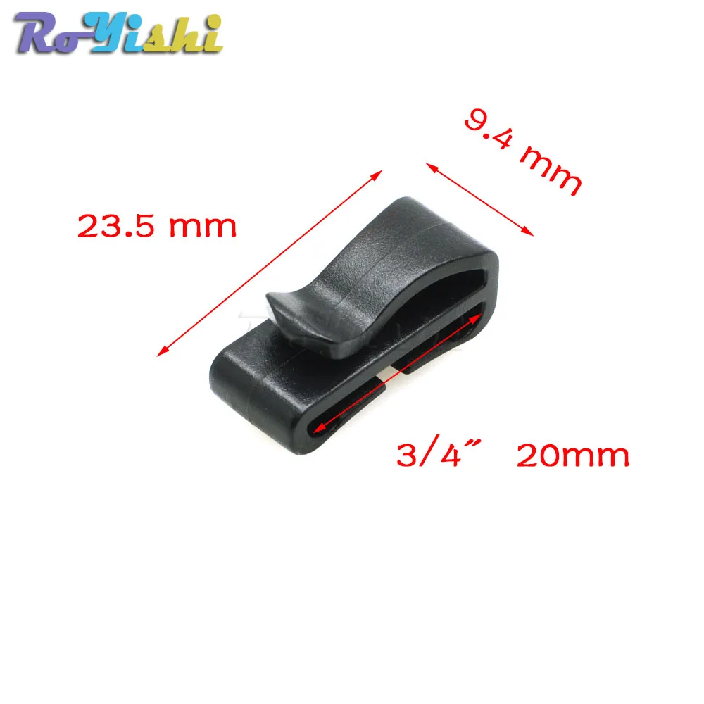 10 pz/pacco cursore per Clip con fibbia a scorrimento rapido nero per Molle zaino tattico cinghia di regolazione fettuccia 20/25/32/38/49mm