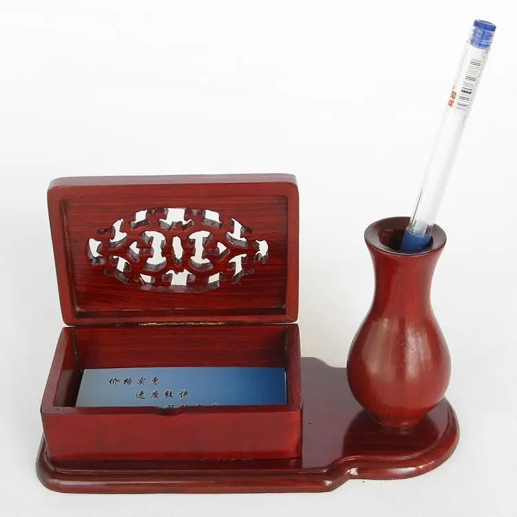 

Rosewood carving crafts mahogany box office decoration pen name card combination Home Furnishing display