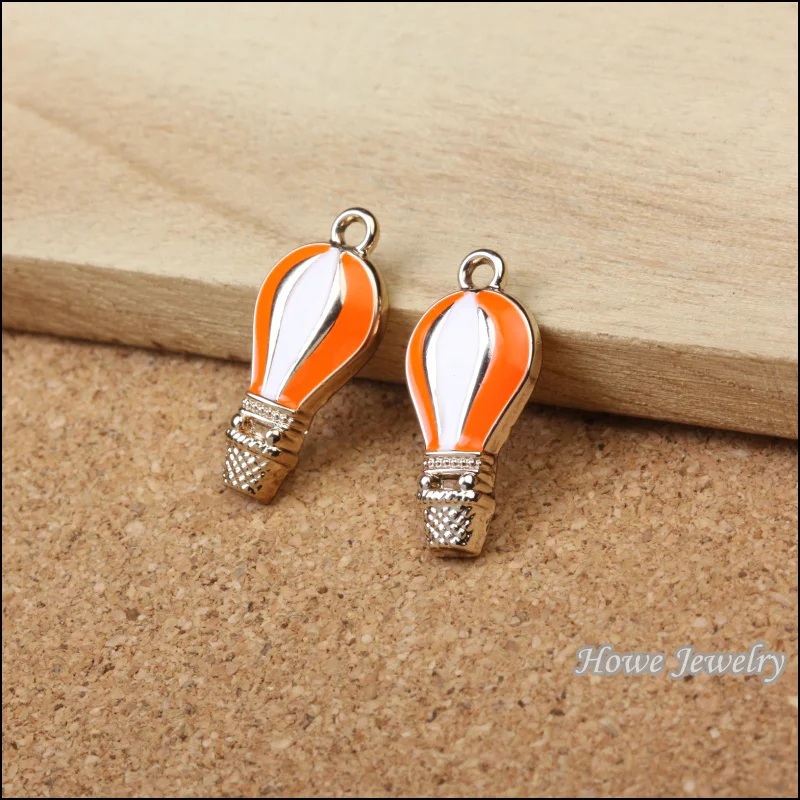 

45pcs High quality orange enamel retro hot air balloon gold plated charm fit for Necklaces & Pendants metal jewelry findings