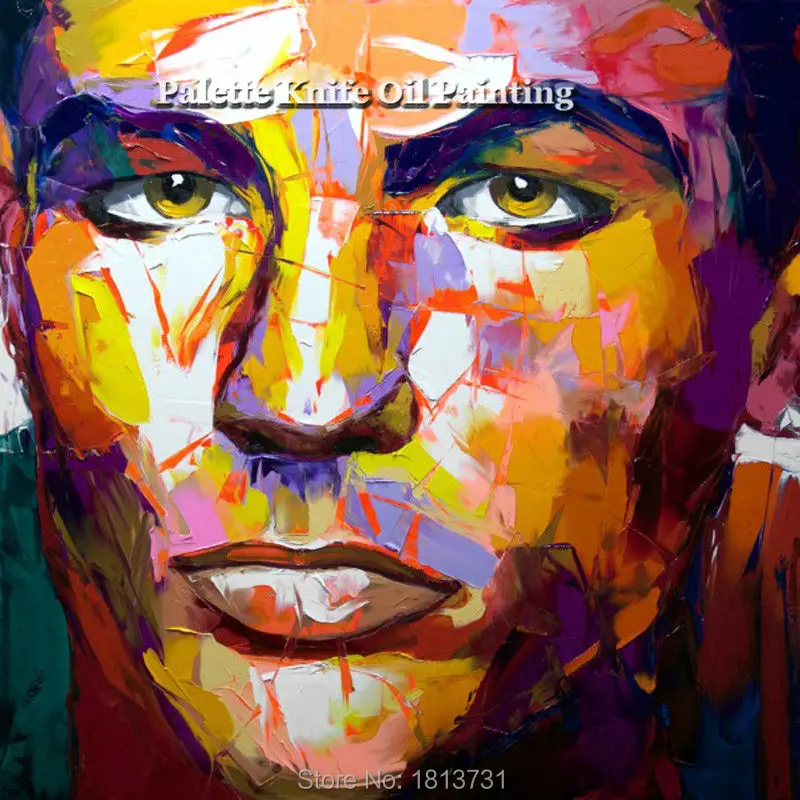 

Hand painted Francoise Nielly Palette knife portrait Face Oil painting Character figure canva wall Art picture14-49