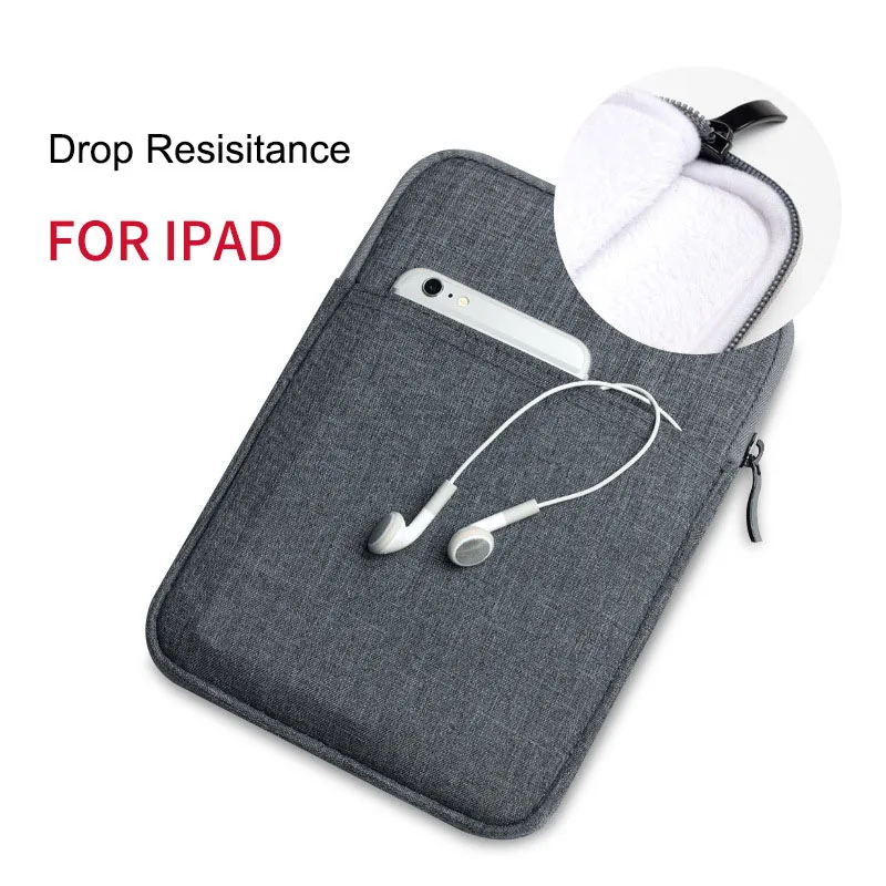 Drop Resistance Zipper Protective Sleeve Pouch Case for Apple Ipad 2 3 4 Liner Case for IPAD Air Air2 Cotton Handbag + Touch Pen