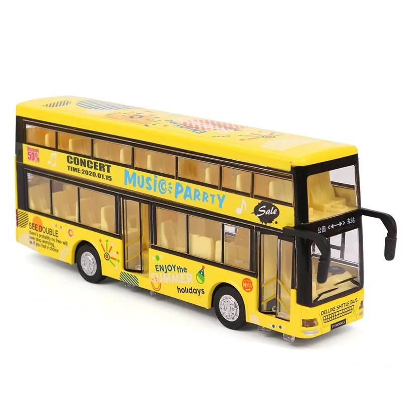 

Best selling 1:36 double-layer voice broadcast bus alloy model,simulation die-cast sound and light pull back model,free shipping