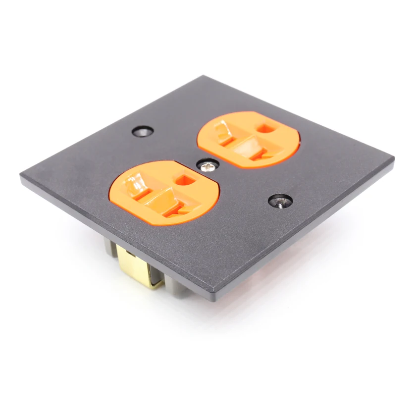 เต้าเสียบไฟ AC สีส้มสำหรับติดผนังเต้ารับสีแดงแผ่นคู่ไฮไฟ1x เรา