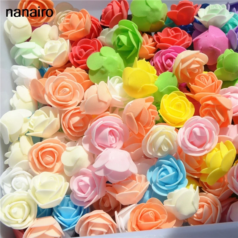 50pcs/ Bag Multicolor Mini PE Foam Rose Head Artificial Handmade Rose Head DIY Wedding Home Decoration Festival Party supplies