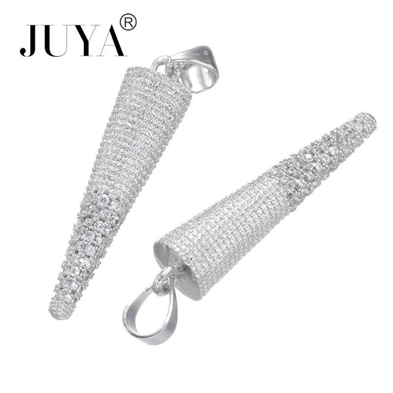Diy Breloque Pendant Female Copper Zircon 18k Gold Plated Cone Charms Pendant For Jewellery Making Supplies Cubic Parts