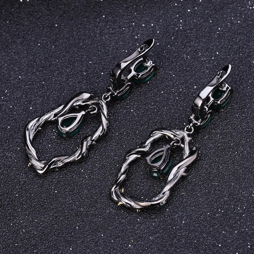 GEM\'S BALLET Natural Green Agate Gemstone Earrings 925 Sterling Silver Creative Handmade Snake Drop Earrings for Women Bijoux