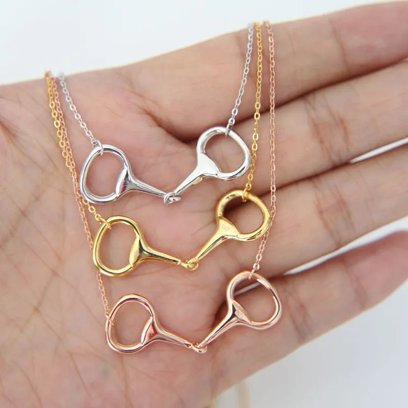 2025 New High Polished 925 Sterling Silver Horse Snaffle Bit Necklace Fashion European plain Silver Jewelry For Women
