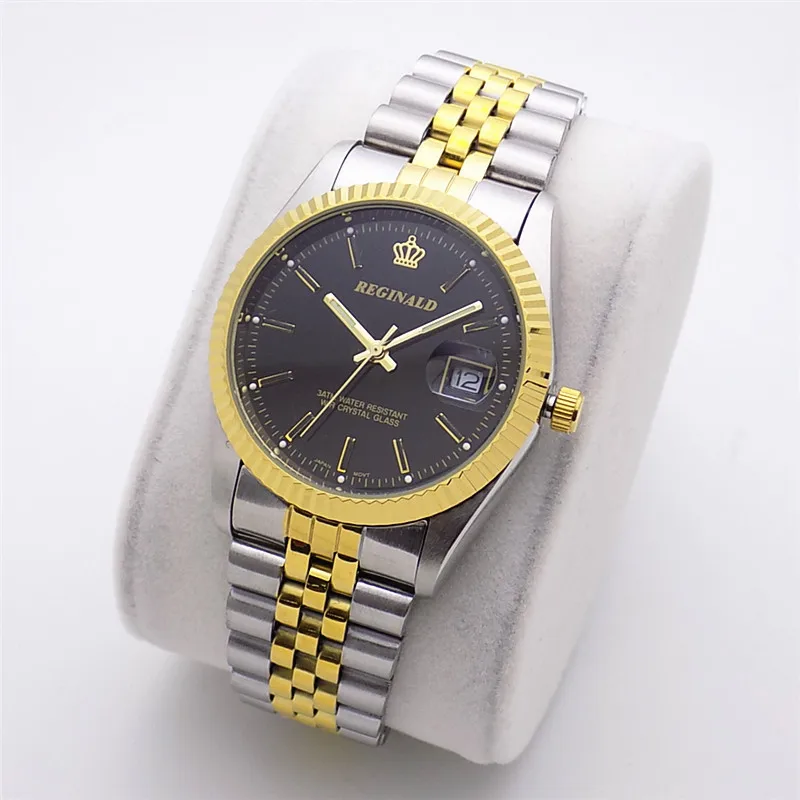 2018 Fashion Reginald Merk Luxe Horloge Quartz Man Goud Artikel Hoogwaardige Gift Gecontracteerd Schaal Tussen Klassieke Dress Kalender