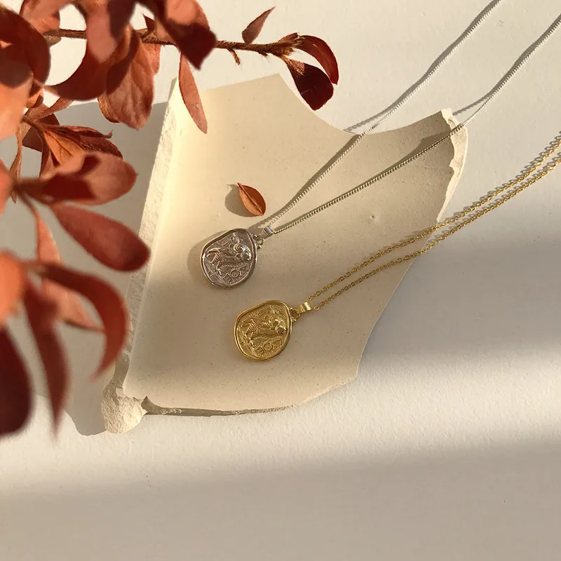 18k Gold Plating exquisite Authentic 925 Sterling silver owl pendant necklace irregular vintage Animal Gift Fine Jewelry C-L180 image 3