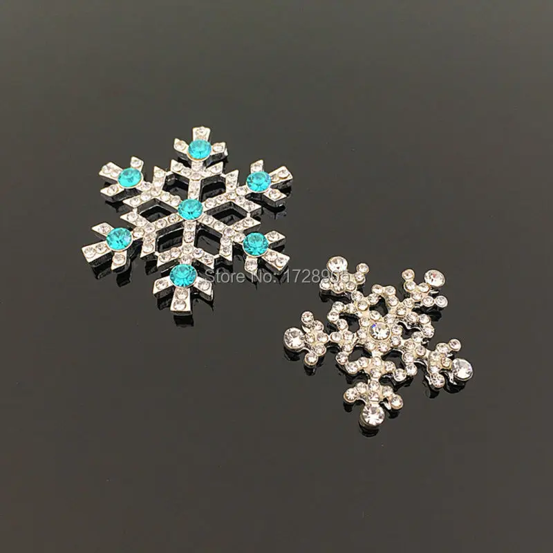 Christmas Snowflake Rhinestone Buttons Embellishment DIY Handcraft Accessories 35 mm 27 mm 10 Pcs Blue Clear Crystal