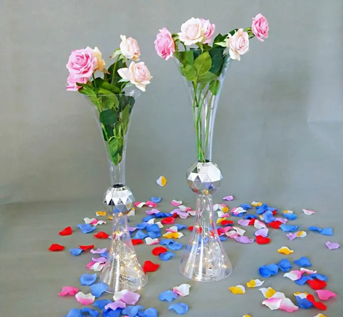 Home Decor Ornaments Accessories Handmade Transparent crystal flower vase wedding Centerpieces table vase for event party decor