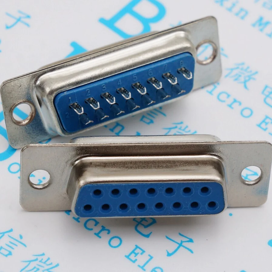 100PCS/LOT DB15 hole serial connector 15 hole Female or Male Serial head lug Serial Plug 2 rows