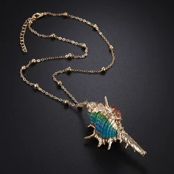 Bohemian Natural Cowrie Shell Pendant Necklace Conch Shell Chain Necklace Fashion Hawaii Summer Beach Jewelry Women Girl Gift