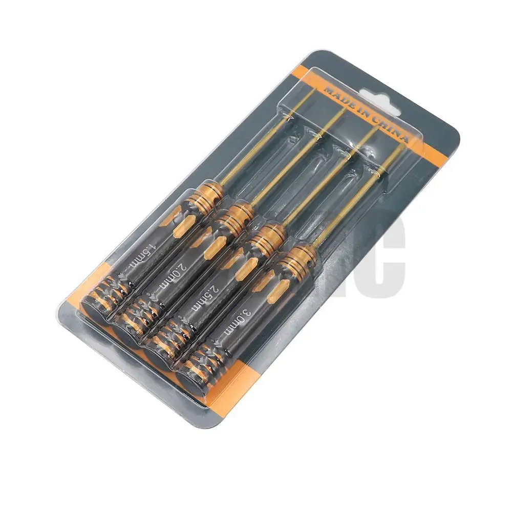 Ajrc 4 stks/set Titanium Plating 1.5/2/2.5/3mm Hexagon Schroevendraaier Schroevendraaier Tool Kit voor Rc Model Auto Boot Vliegtuig