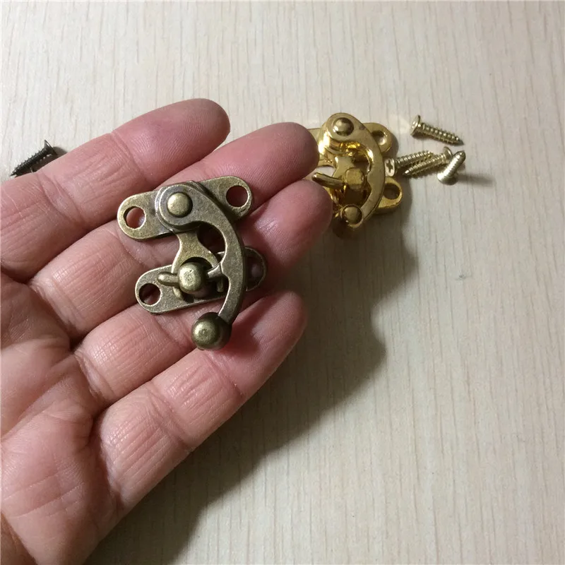 Vintage Alloy Furniture Locked,Box Suitcase Toggle Latch Buckle,Antique  Metal Wooden Box Lock,Bronze/Yellow,29*33mm,1PC