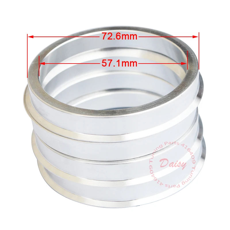 (4pcs/lot) ID 57.1mm OD 72.6mm Aluminum Variable Circle Car Wheel Hub Spigot Rings (57.1-72.6)