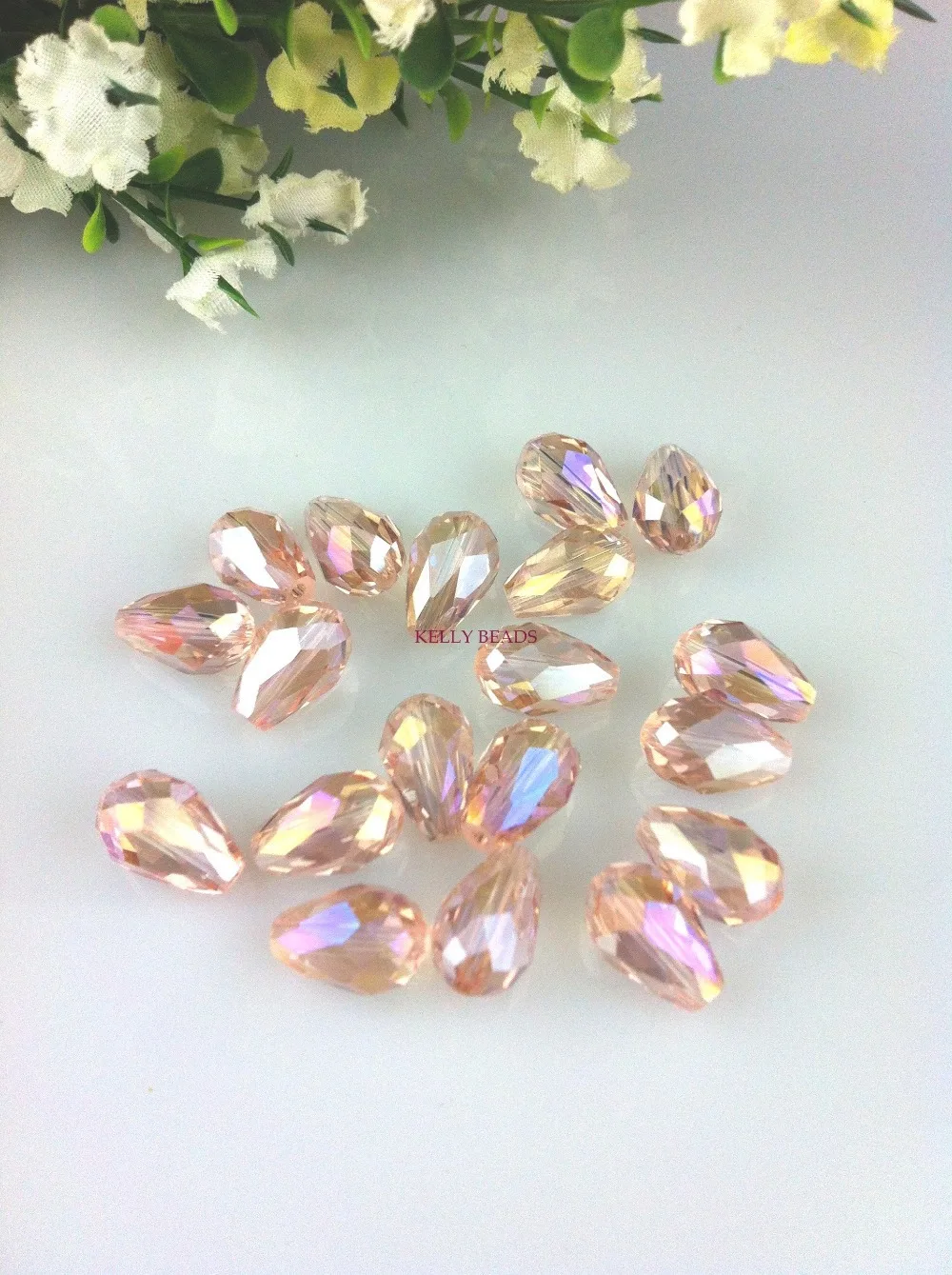 600pcs 8x11mm Vintage Rose AB Quartz Faceted Crystal Glass Teardrop Beads Crystal Jewelry Craft Bracelet DIY Beads free shipping