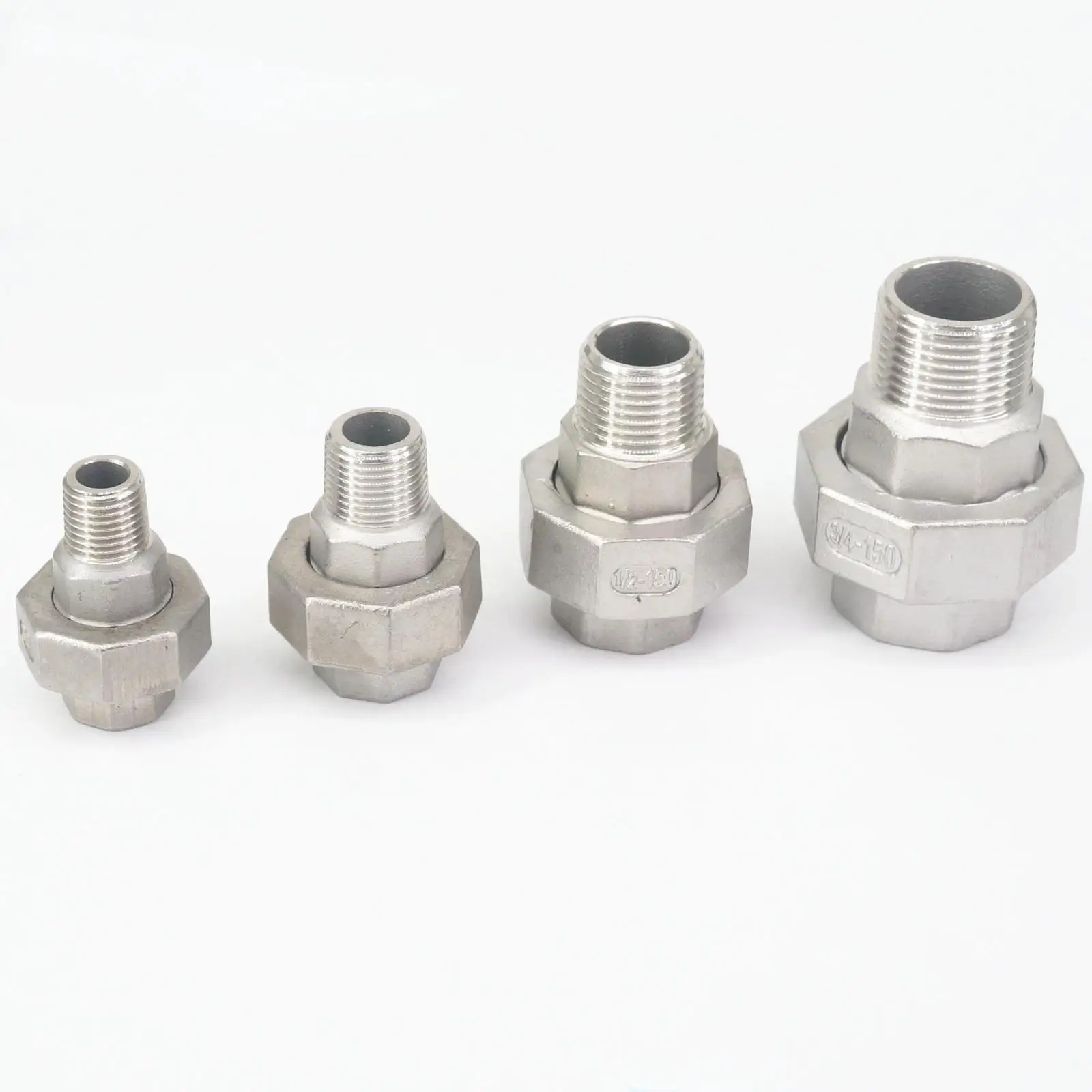 

1/4" 3/8" 1/2" 3/4" 1" 1-1/4" 1-1/2" 2" BSP Female To Male 304 Stainless Socket Union Pipe Fitting Connector