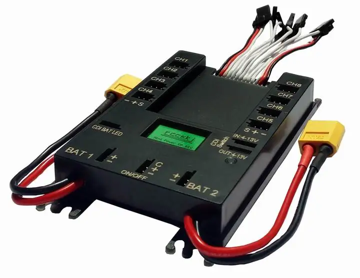 Mini Servo Section board Power Distribution Box PB5004 for Gasoline Airplane with 30A UBEC / XT60 Plug