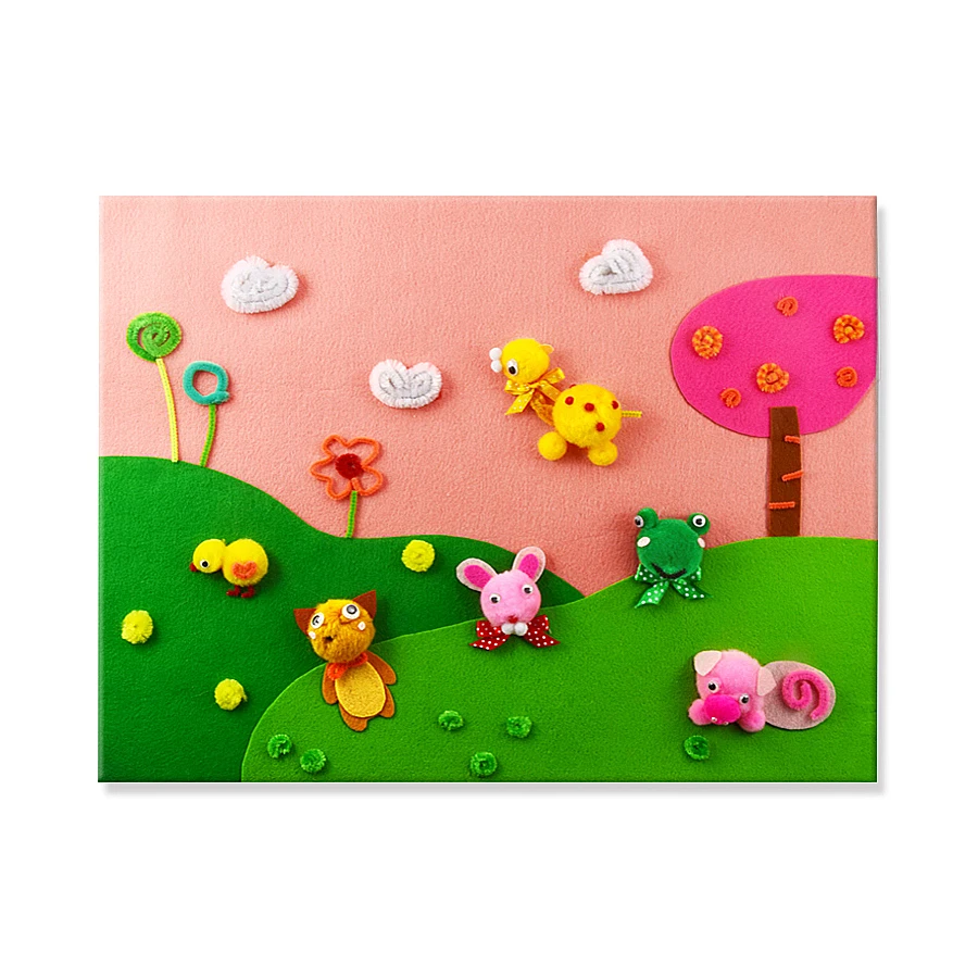 DIY Cartoon 45x36CM Handmade Non-woven Fabric Sticker 3d Puzzle Funny  Art & Crafts Games Early Educational Toys for Kids