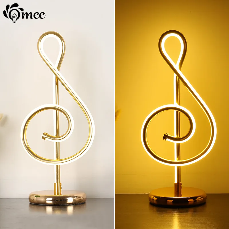 Lampe de Table LED en Forme de Note de Musique, Luminaire Décoratif d'Nik, Disponible en Blanc et en Or, Idéal pour un Bureau ou un Document Interchangeable