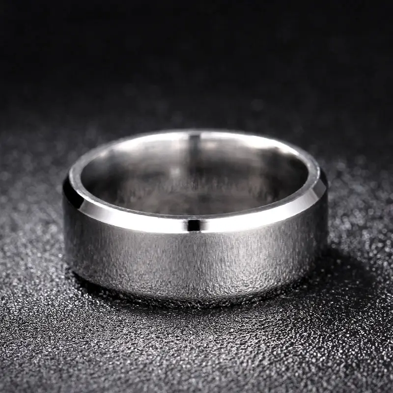 51JEWELRY 4-8mm Bright and Dull Polish Stainless Steel Ring For Men and Women Couple Ring Personalized Ring Customize Ring