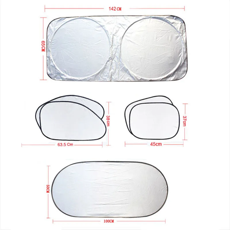 DSJ 6pcs Silver Car Sun Shade Front Window Sun Blind Screen Shield Protector Windscreen Windshield Visor Cover Block Sunshade UV