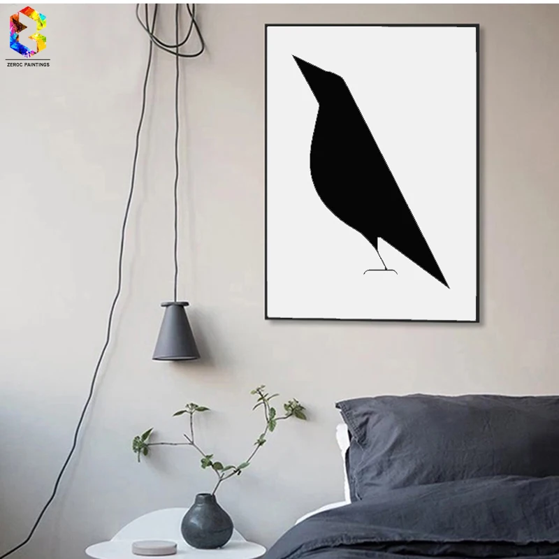 

Nordic Minimalist Animal Art Canvas Print Painting Poster , Crow Wall Pictures For Home Decoration, Kids Room Decor