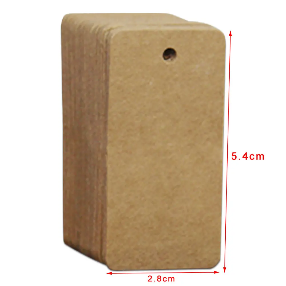 Wholesale 2.8*5.4cm Kraft Paper Hand Draw Hang Tags Price Gift Marked Cards Rectangle Blank Wedding Party Favor Punch Labels