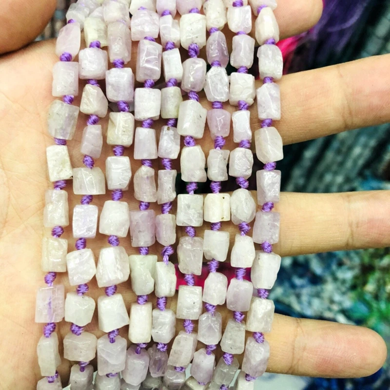 Wholesale 2strings Natural Kunzite Stone Loose beads,Polished Nugget Tube beads for jewelry 15.5