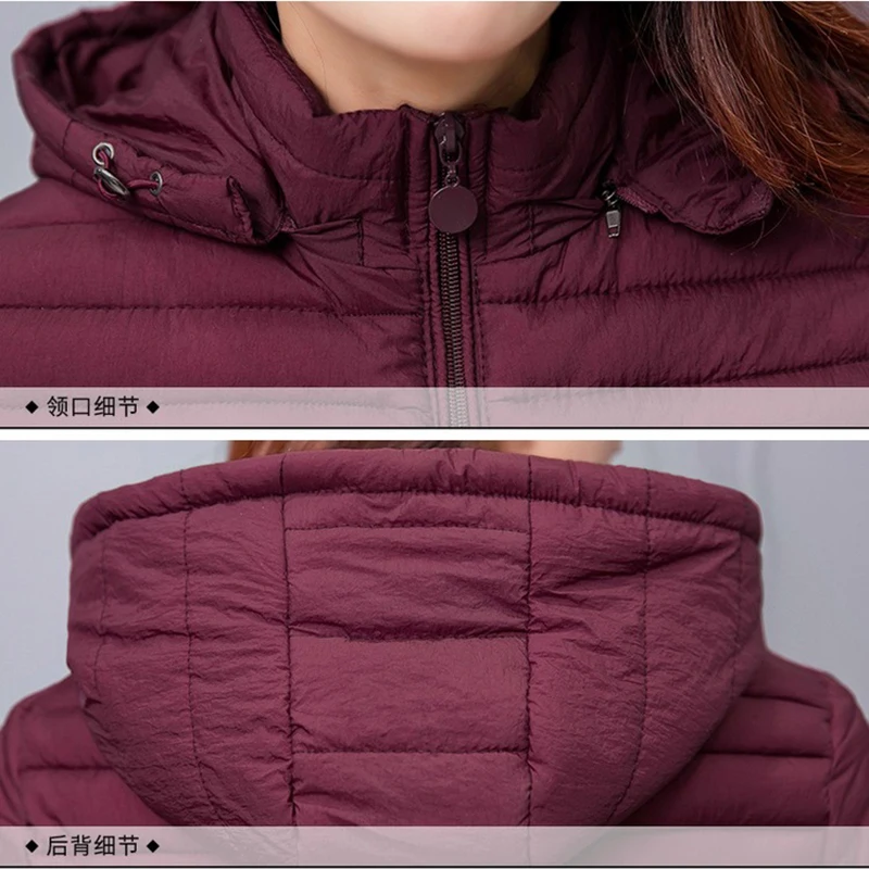 6XL Women Autumn Winter coat Parkas 2025 New Solid Hooded Down Cotton Jacket Medium Long Clothing Outerwear Slim Chic Top Female