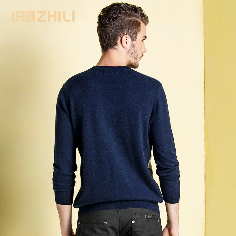 High Quality Men\'s V-Neck Cashmere Sweater 2017 Fashion Winter Soft Warm Solid color Full sleeve Kintted Pullovers